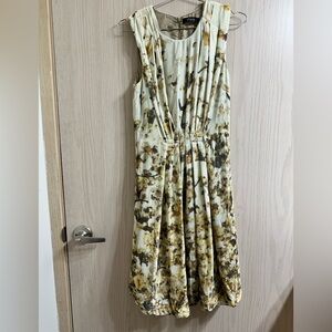 Mongrels In Common Anthropologie 4 Blurred Calendula Velvet Pleated Dress